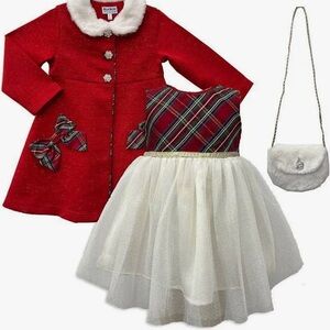 Kohl's Holiday Red Girls Dress with White Faux Fur Trim